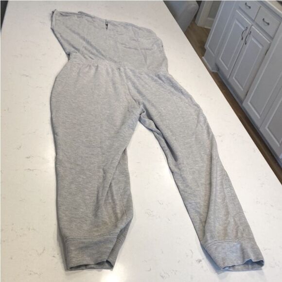 ❤️ Banana republic gray sleeveless cotton jersey cozy core jumpsuit size medium - Picture 5 of 9